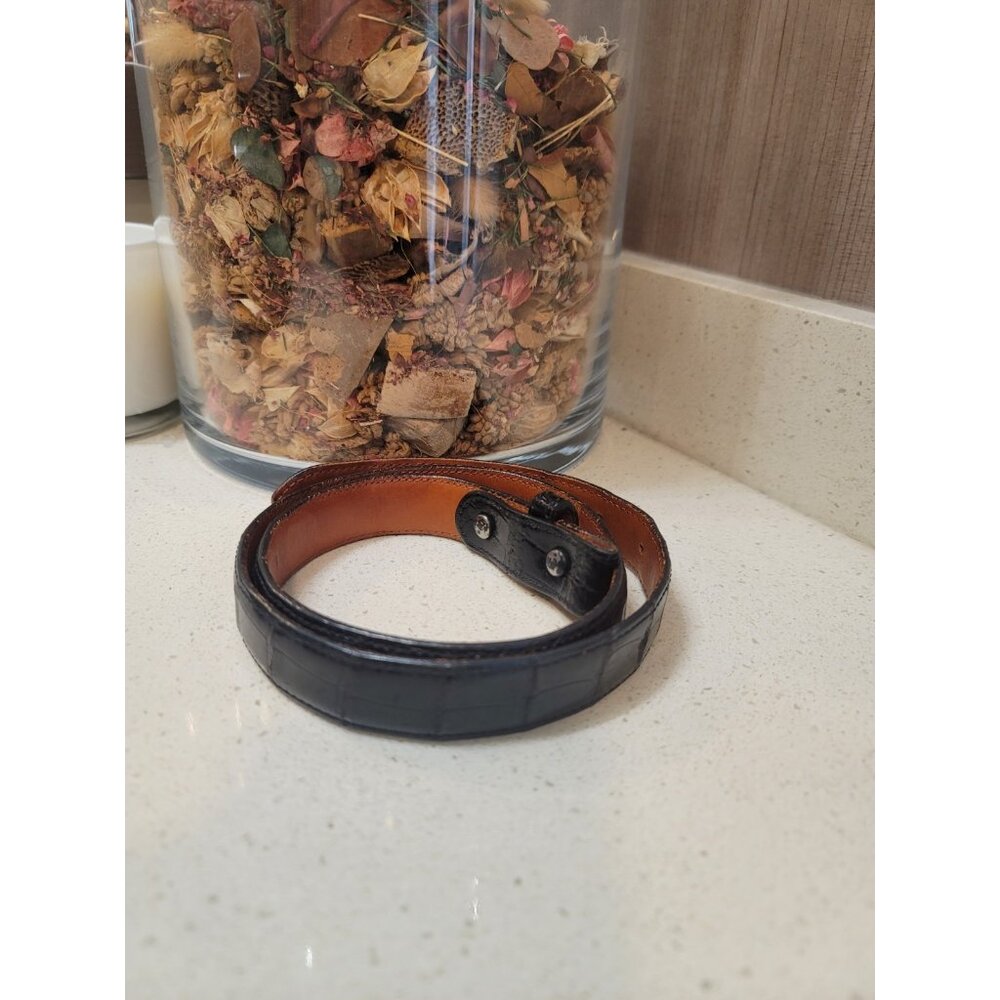 House Of Fleming Genuine Alligator Belt (Size 28) W/out Buckle Black/Brown